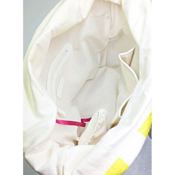 On 34th Isabellaa Women's Straw Medium Drawstring Tote White Lime (MSRP $130) - Picture 6 of 7